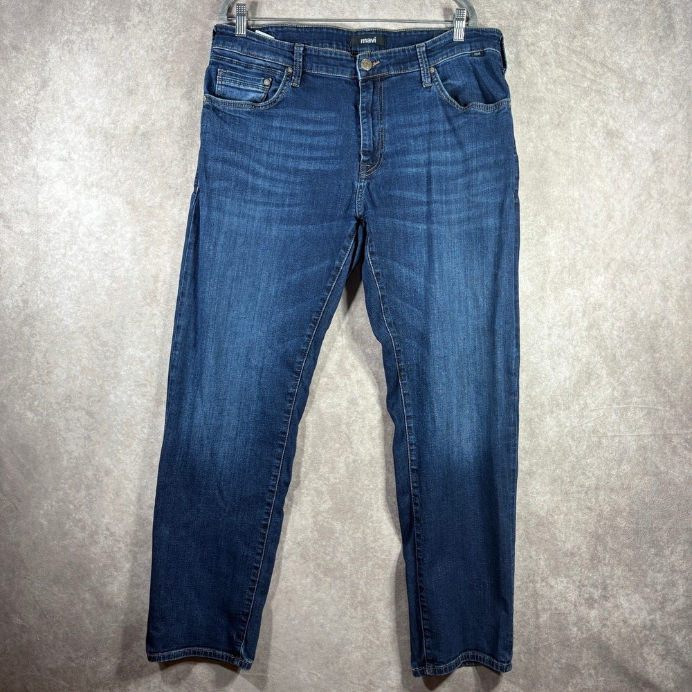 Mavi Zach Straight Leg Jeans Mens 36X30 Blue Dark Wash Pockets Casual Everyday